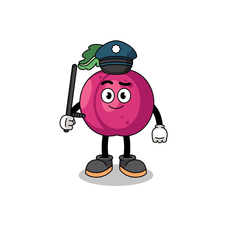 desenho animado ilustração do ameixa fruta polícia vetor