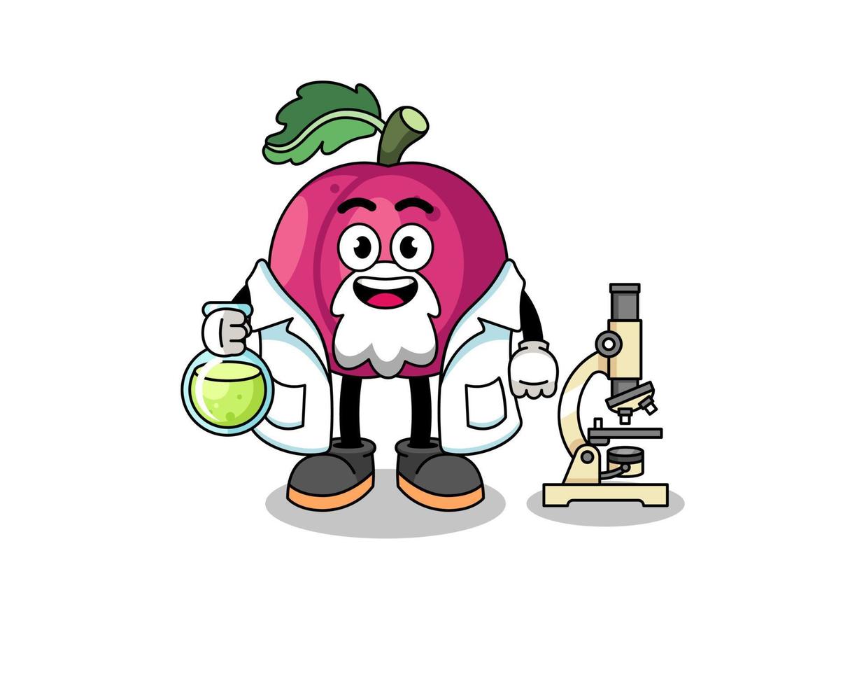 mascote do ameixa fruta Como uma cientista vetor