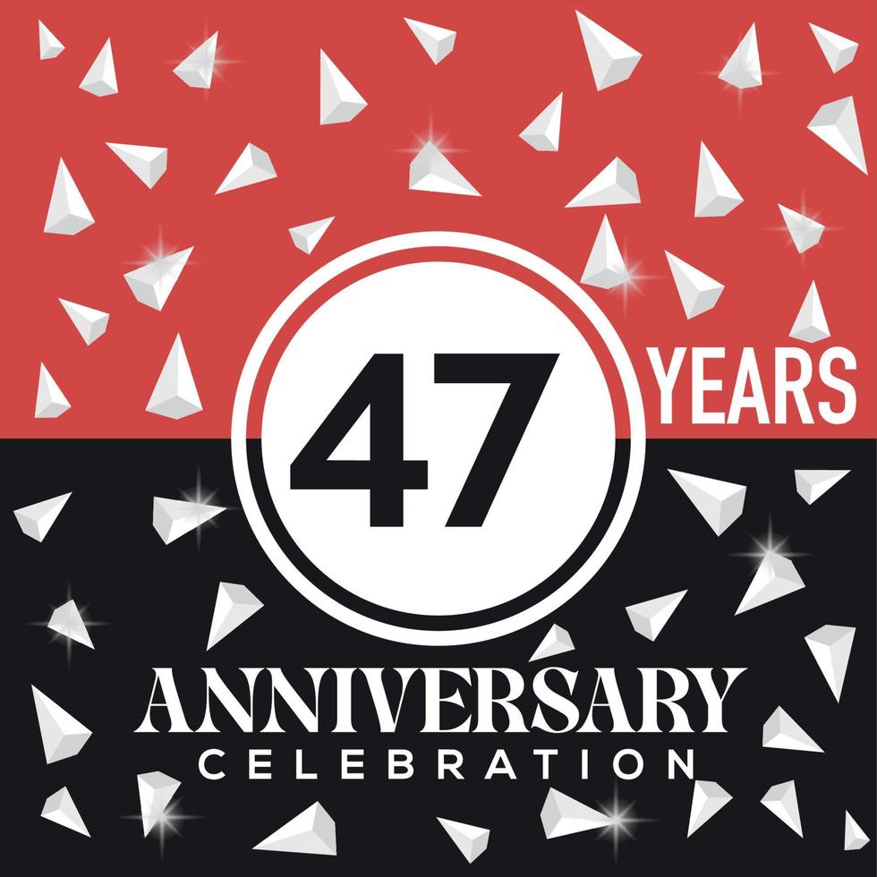 a comemorar 47º anos aniversário logotipo Projeto com vermelho e Preto fundo vetor