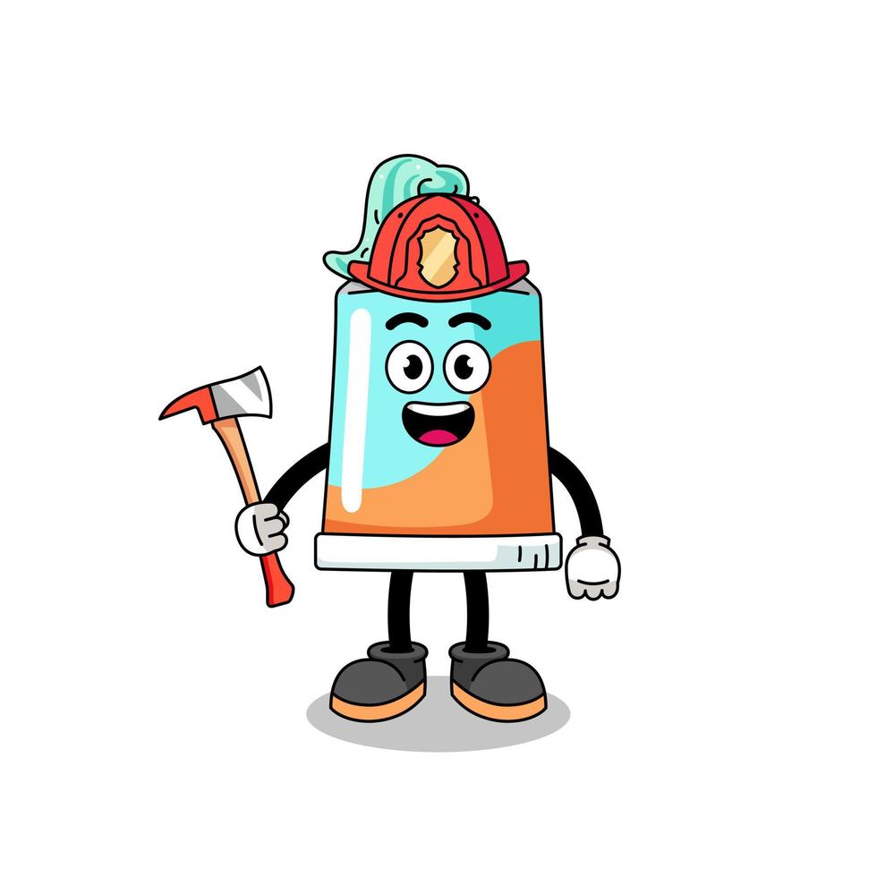 desenho animado mascote do pasta de dentes bombeiro vetor