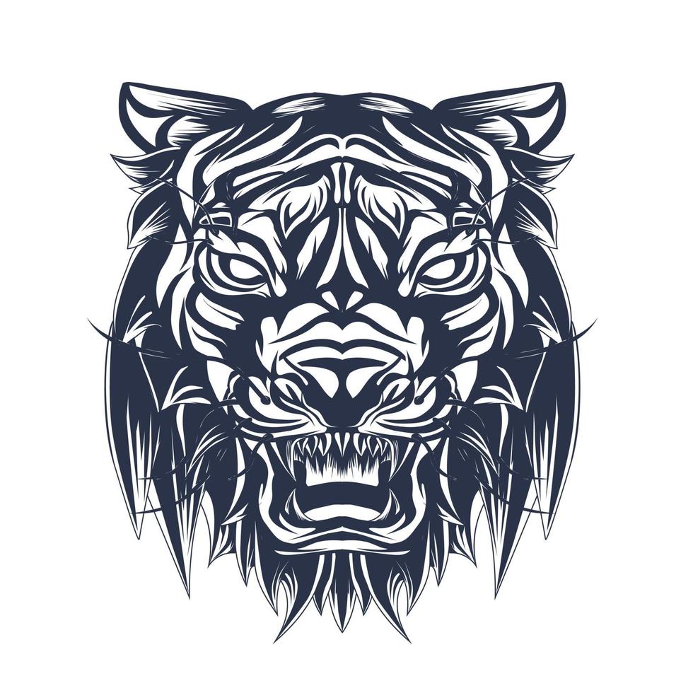 arte de ilustração de tigre com tinta vetor