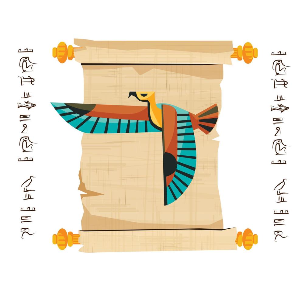 rolagem de papiro antigo Egito com haste de madeira vetor