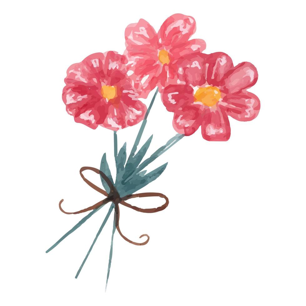 mão desenhado aguarela flor ramalhete. aguarela ilustração do simples Rosa flores para imprimir, cartão, adesivo. vetor