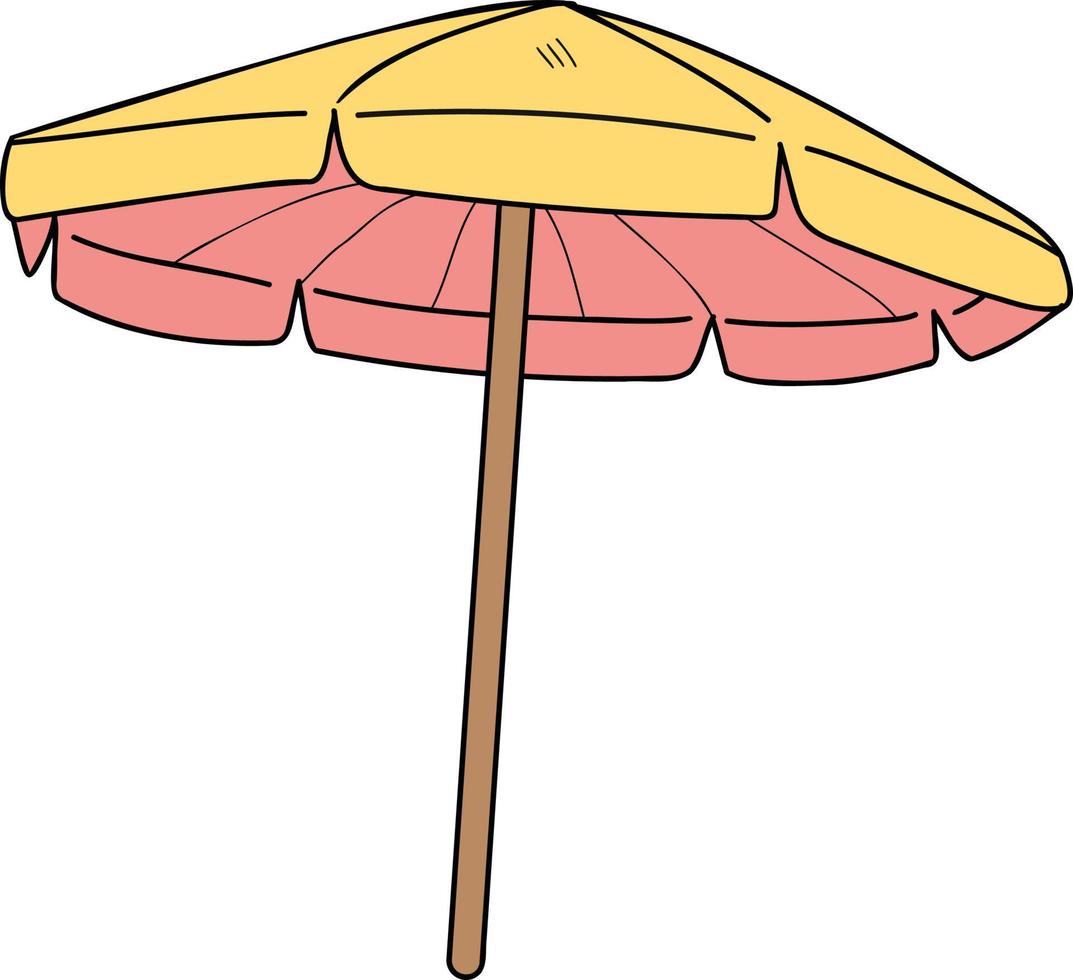 mão desenhado de praia guarda-chuva ilustração dentro rabisco estilo vetor