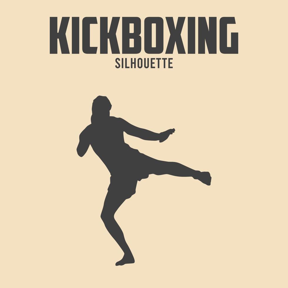 kickboxing jogador silhueta vetor estoque ilustração 01
