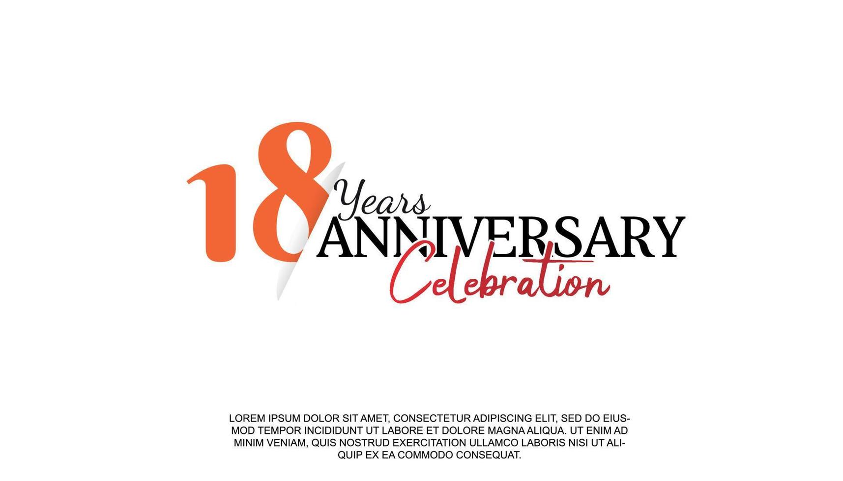 18 anos aniversário logótipo número com vermelho e Preto cor para celebração evento isolado vetor