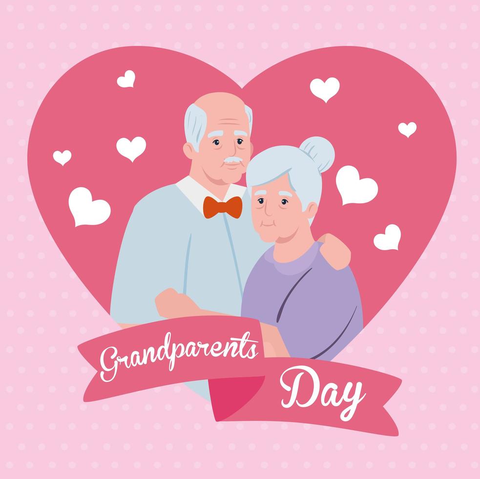 banner de celebração do feliz dia dos avós com um lindo casal de idosos vetor
