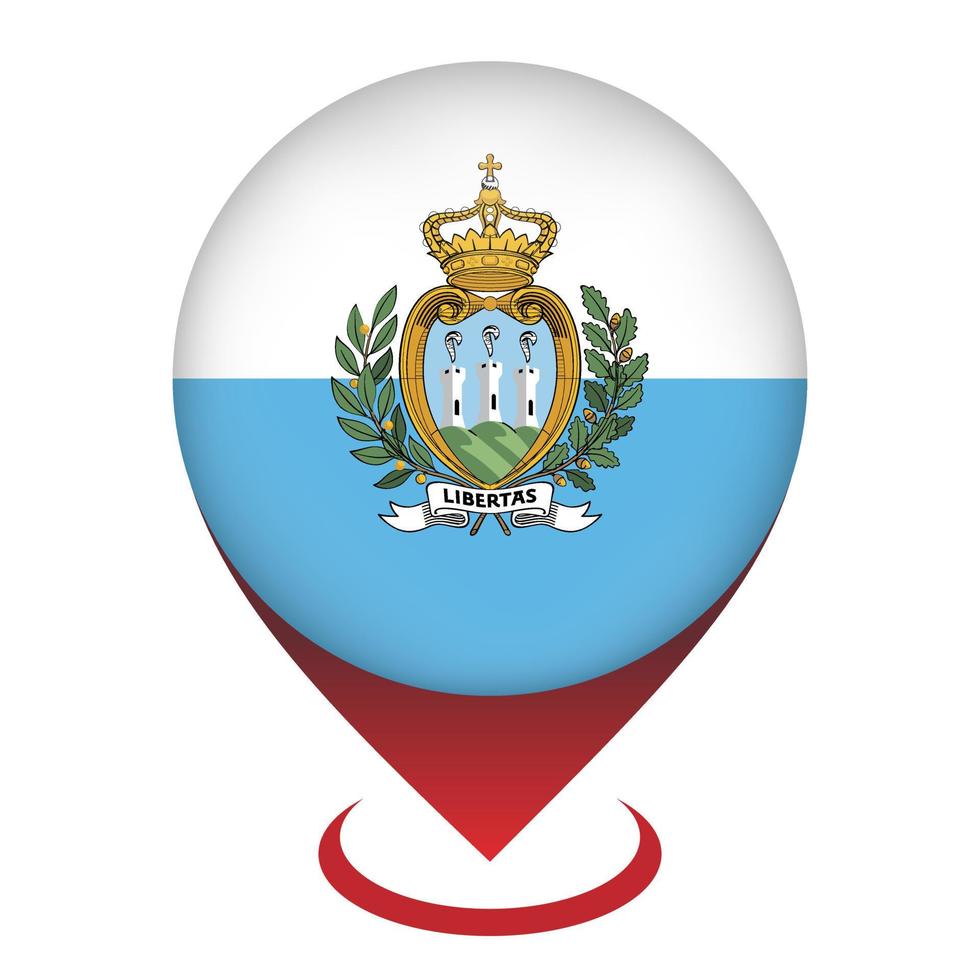 ponteiro de mapa com contry san marino. bandeira de são marinho. ilustração vetorial. vetor