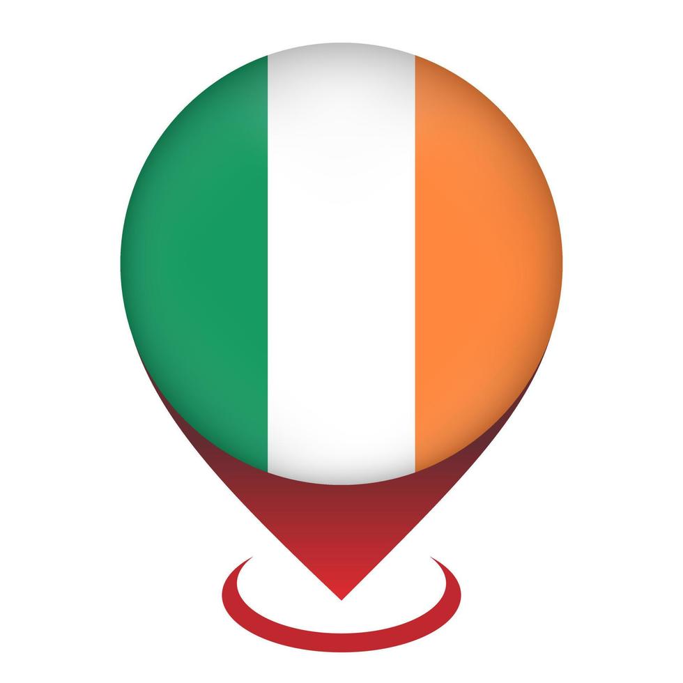 ponteiro do mapa com a Irlanda do país. bandeira da Irlanda. ilustração vetorial. vetor