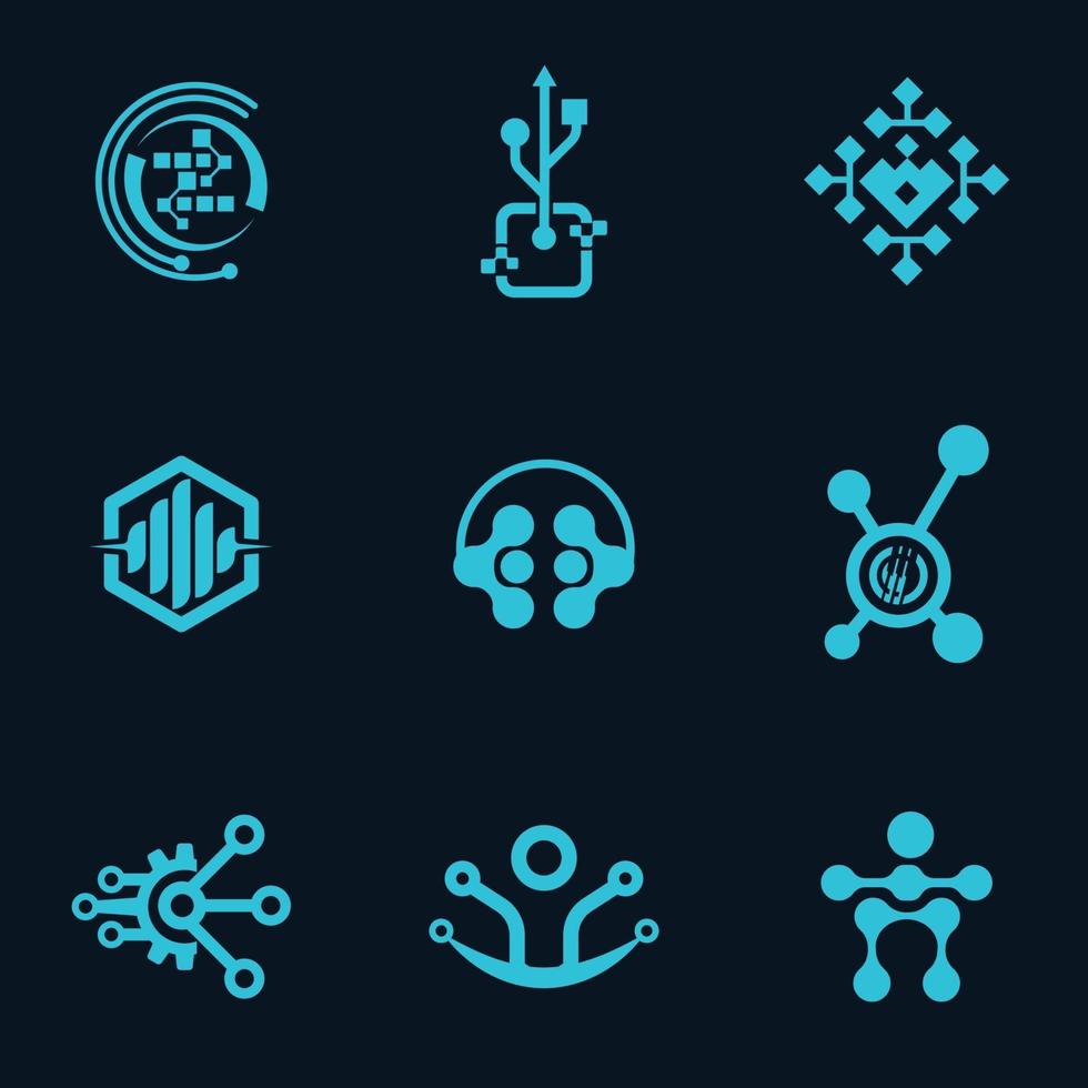 pacote de design de vetor de ícone de logotipo de tecnologia profissional