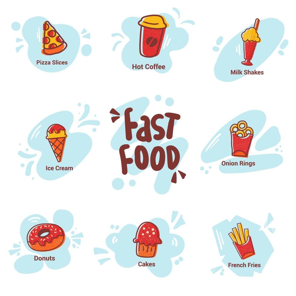 coleção de ícones de fast food vetor