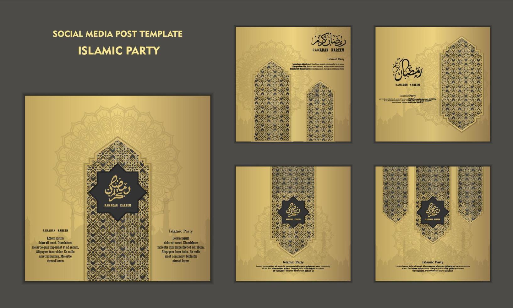 conjunto de modelo de postagem de mídia social para ramadan kareem e bom para e bom para outra festa islâmica vetor