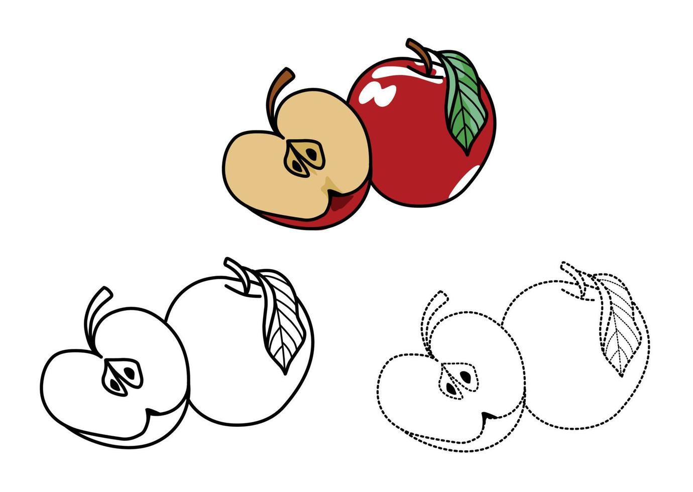 coloração Páginas do legumes e maçãs para crianças vetor