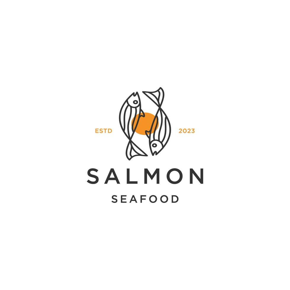 salmão monoline vetor linha logotipo Projeto para mar Comida cafeteria restaurante