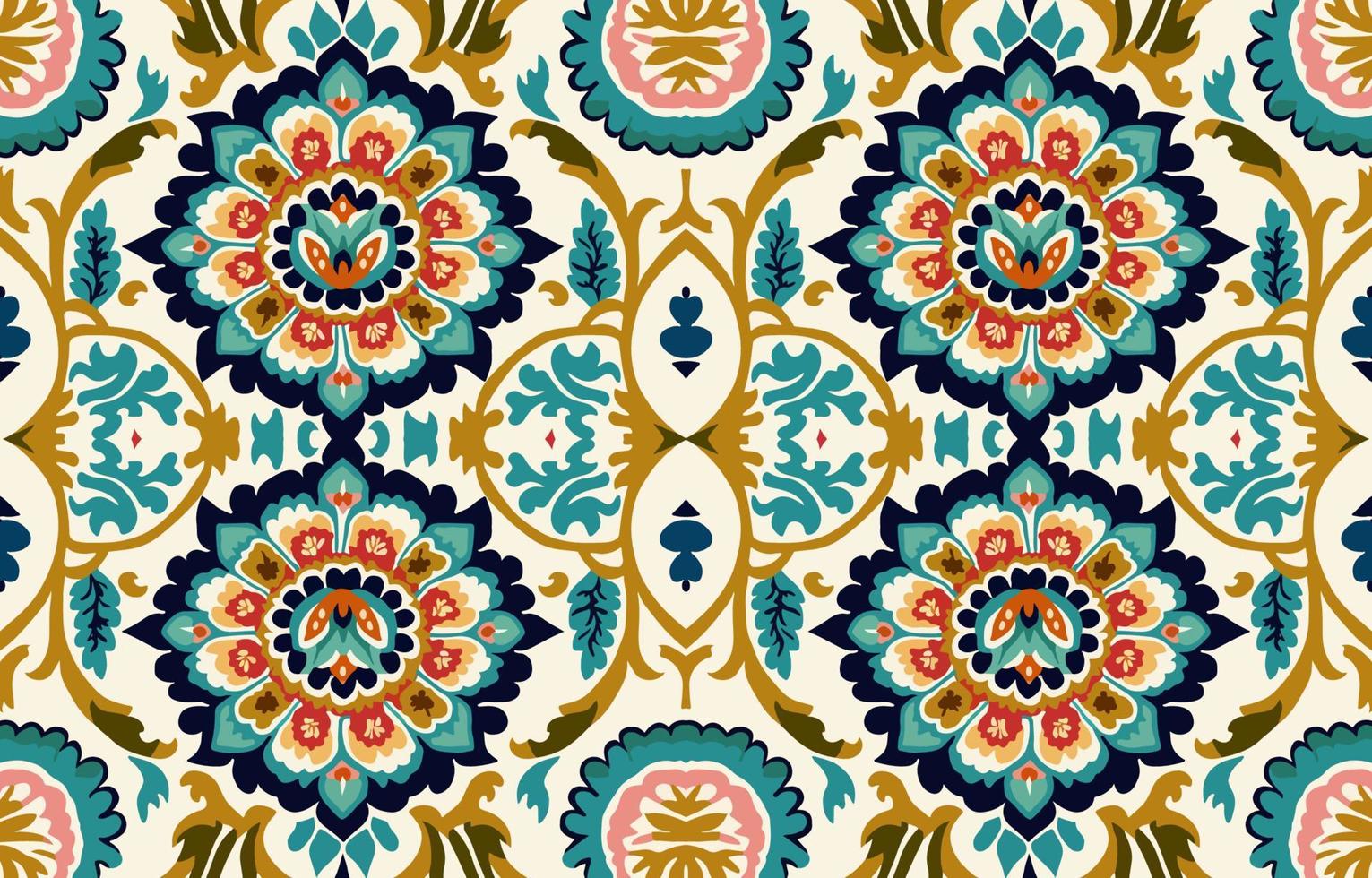 padrão de tecido sem costura floral. tecido abstrato linha têxtil gráfico flor antiguidade. flores étnicas vetor ornamentado elegante estilo retrô vintage de luxo. design de impressão de arte floral para têxteis, roupas.