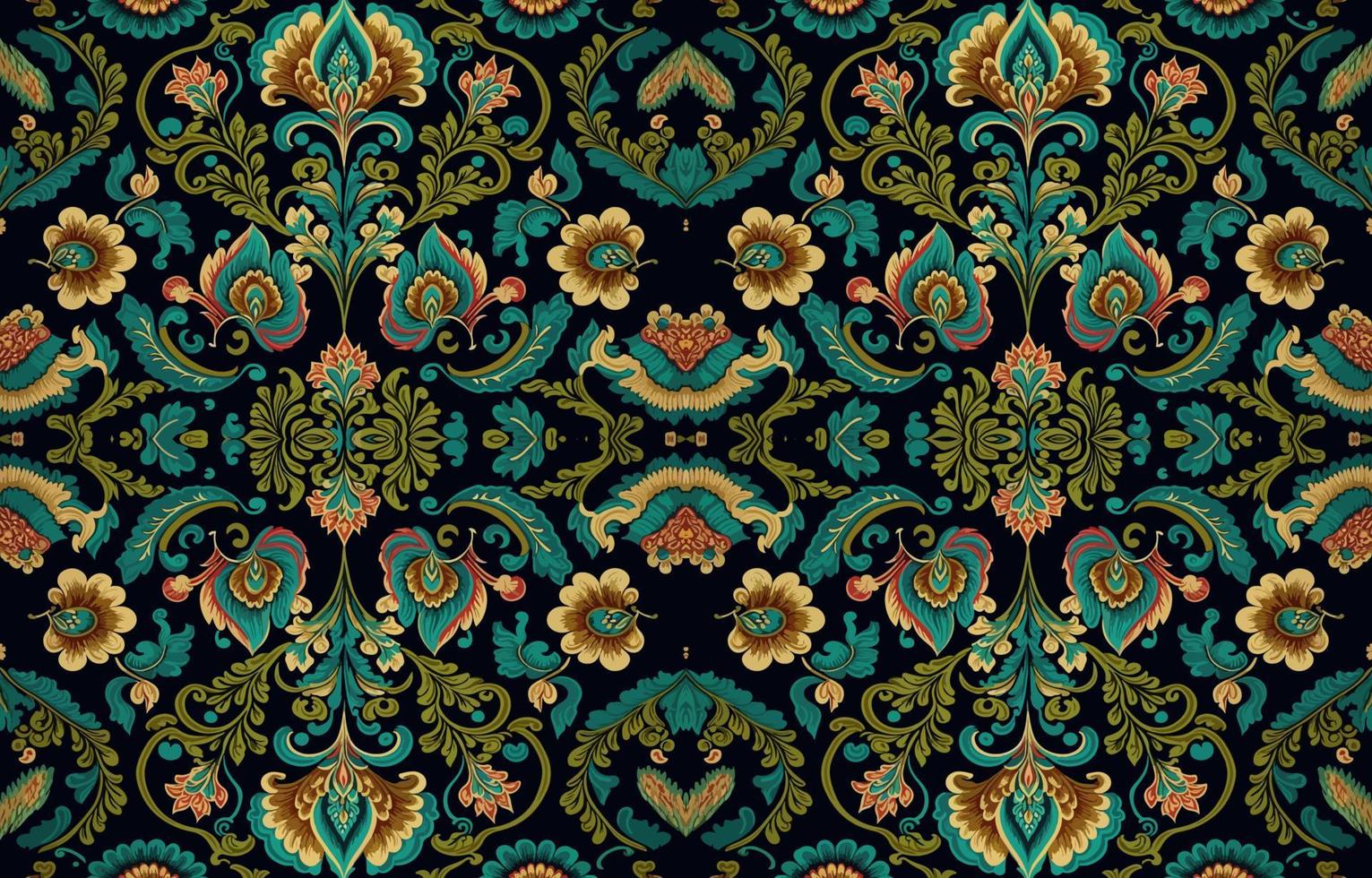 padrão de tecido sem costura floral. tecido abstrato linha têxtil gráfico flor antiguidade. flores étnicas vetor ornamentado elegante estilo retrô vintage de luxo. design de impressão de arte floral para têxteis, roupas.