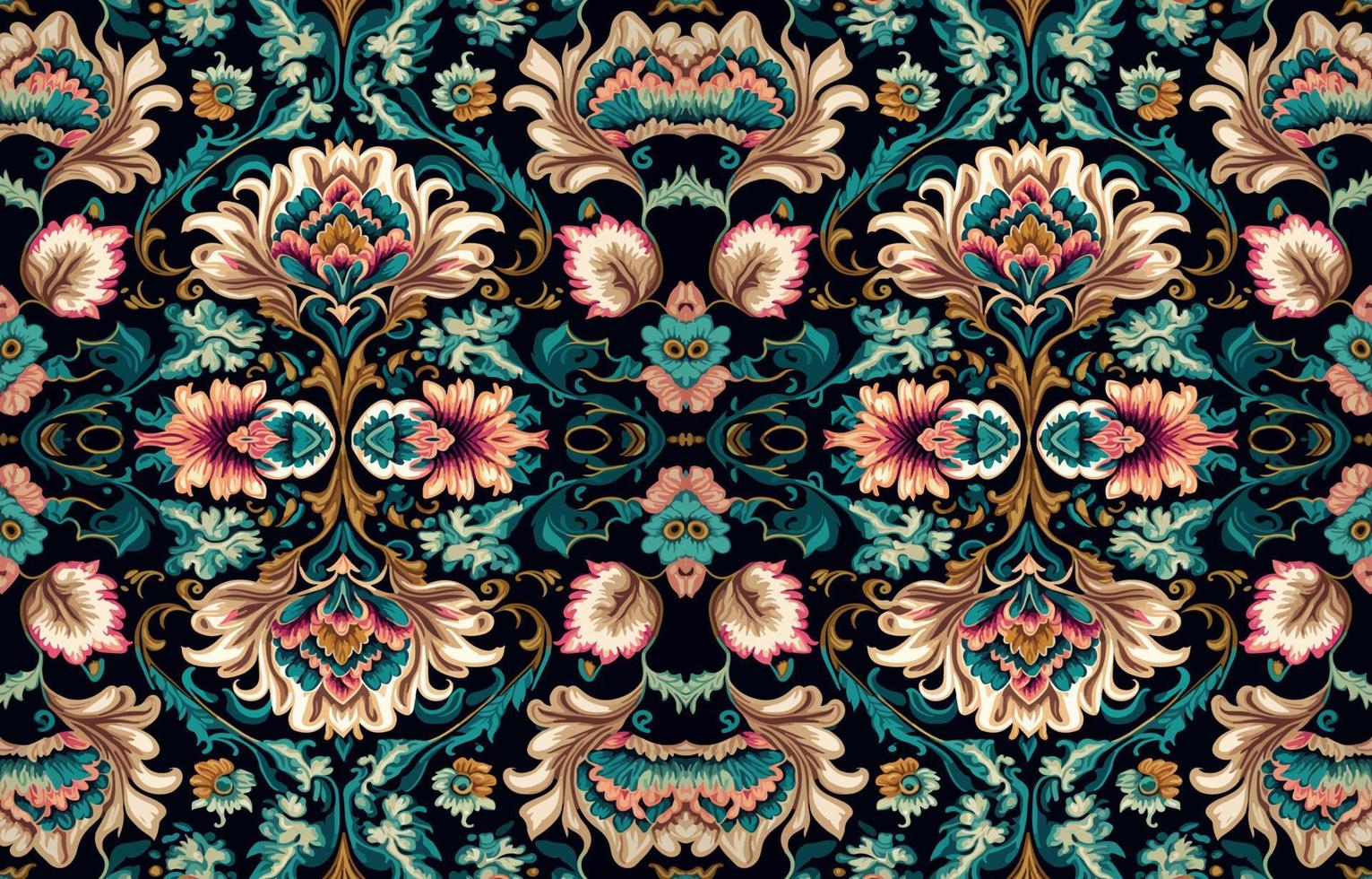 padrão de tecido sem costura floral. tecido abstrato linha têxtil gráfico flor antiguidade. flores étnicas vetor ornamentado elegante estilo retrô vintage de luxo. design de impressão de arte floral para têxteis, roupas.