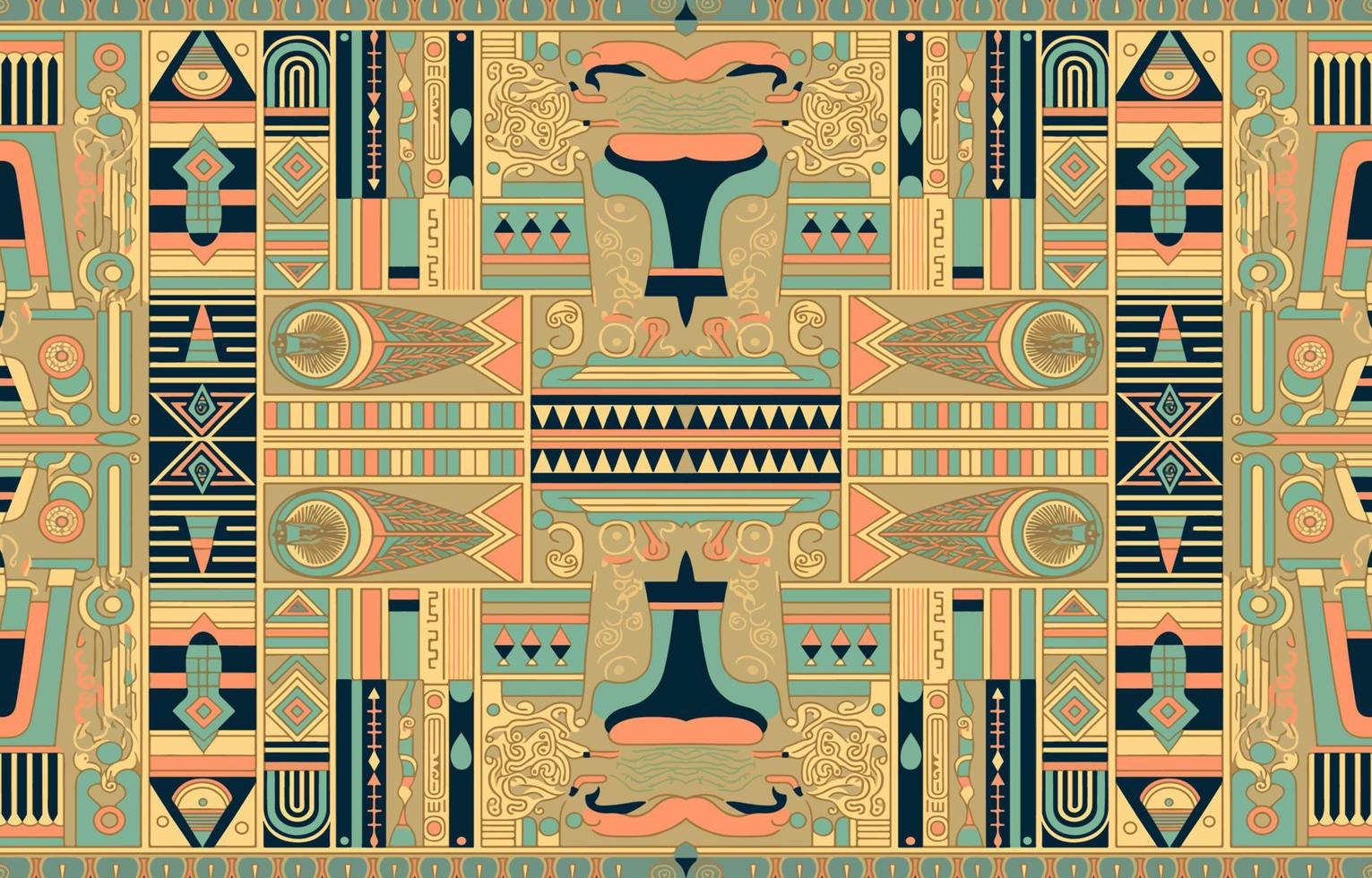 egípcio tecido padronizar vintage pastel cores. abstrato indígena linha arte para antigo Egito. egípcio têxtil vetor ilustração velho Antiguidade vintage retro estilo. Projeto para roupas, pano de fundo, etc.