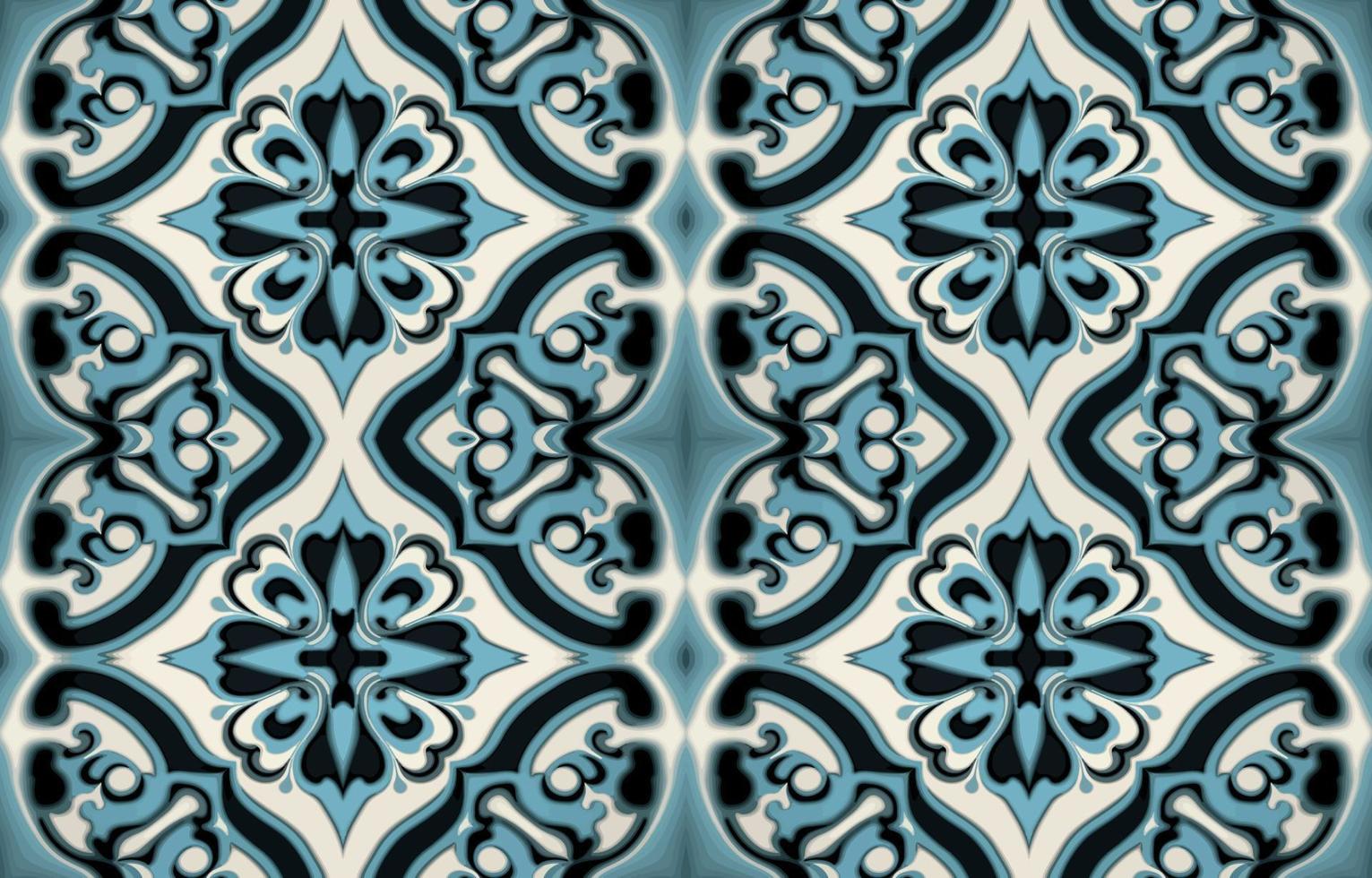 porcelana desatado tecido padronizar brilhante azul tom. abstrato tradicional folk ikat Antiguidade porcelana gráfico linha. textura têxtil vetor ilustração ornamentado elegante luxo vintage retro estilo.