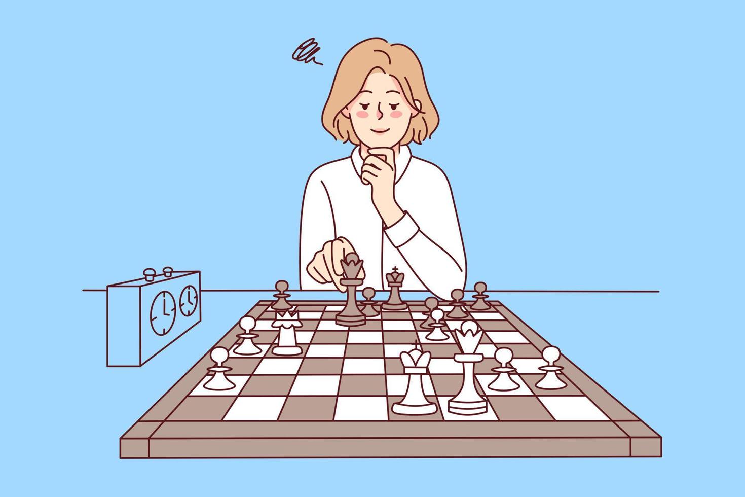 menina tendo aula de xadrez online, e-educação, ensino à distância 8429094  Foto de stock no Vecteezy