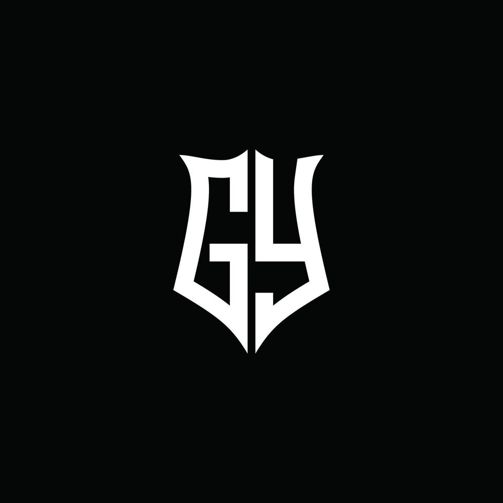 Fita do logotipo da letra do monograma Gy com estilo de escudo isolado no fundo preto vetor