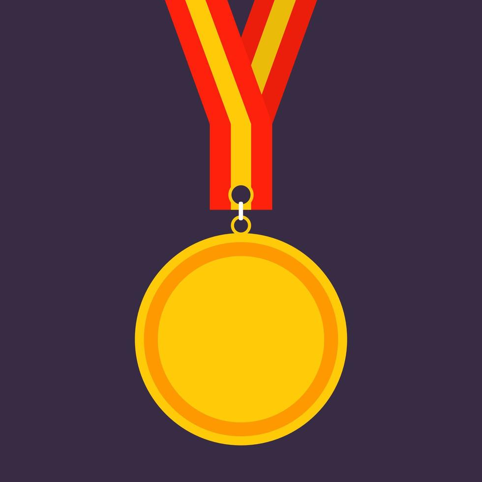 ouro medalha fita desenho animado plano vetor ícone ilustração