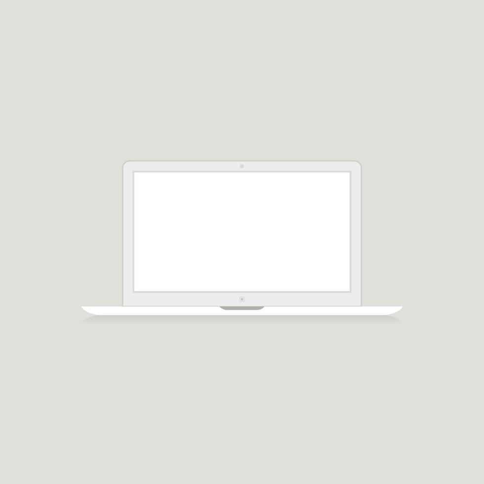 a branco computador portátil em uma cinzento fundo. uma vetor ilustração