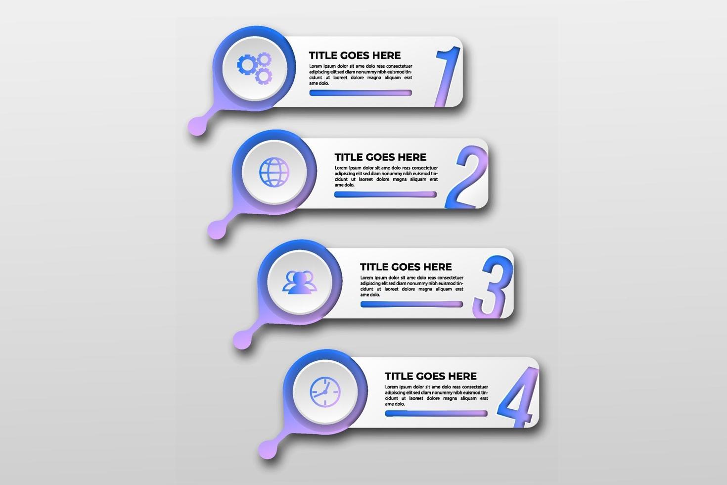 modelo de visualização de dados de negócios com ícone. etapas do elemento de design do infográfico, opção, processo, linha do tempo. elementos gráficos de cor gradiente para processo, apresentação, layout, banner, infografia, vetor