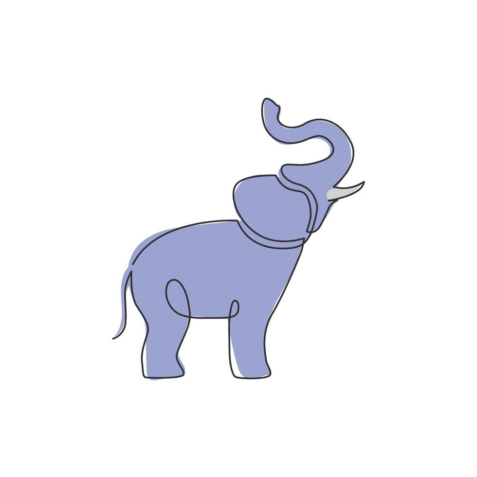 um desenho de linha contínuo da identidade do logotipo da empresa do grande elefante fofo. conceito de ícone animal do zoológico africano. ilustração moderna de desenho gráfico vetorial de linha única vetor