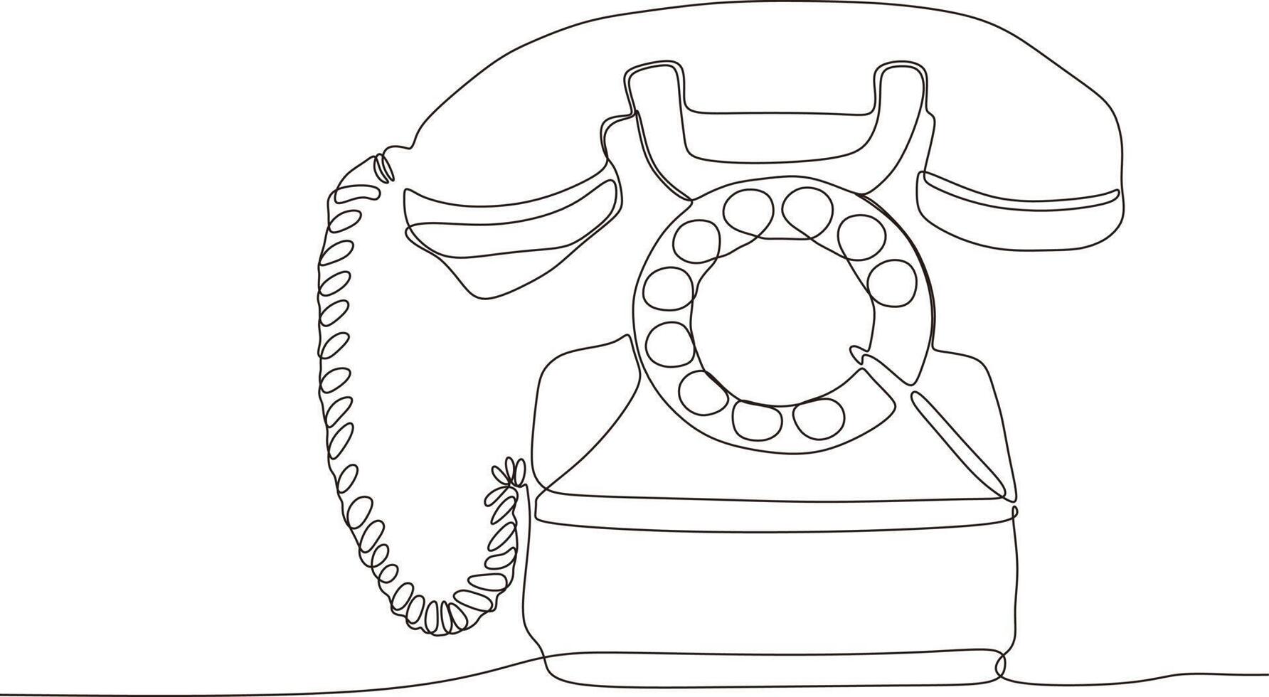 casa telefone contínuo linha desenho. 1 linha arte do casa eletrodomésticos, Telefone comunicação, vintage casa Telefone, retro estilo, Telefone receptor. vetor ilustração