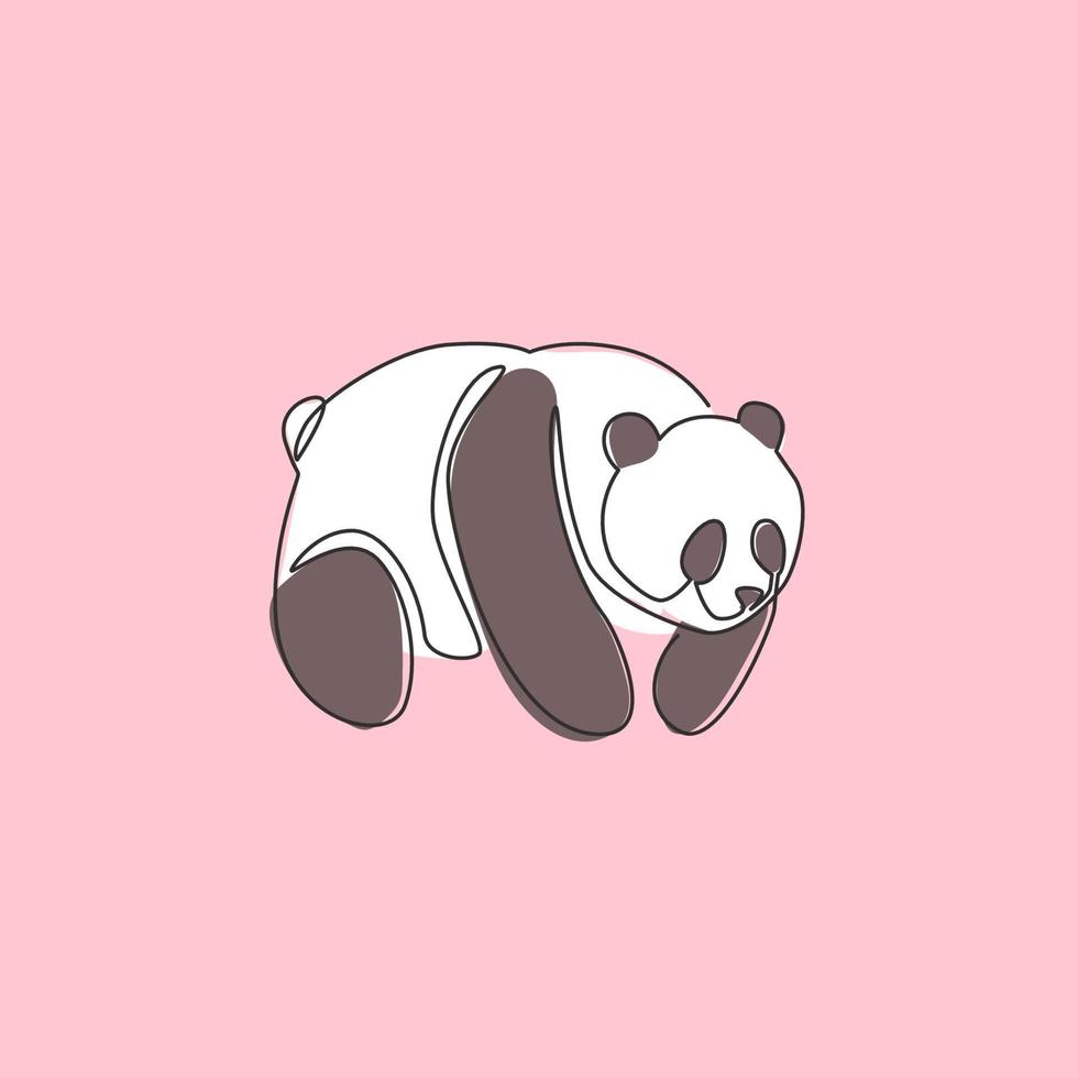 um único desenho de linha do panda fofo para a identidade do logotipo da empresa. conceito de ícone de corporação de negócios da china urso forma animal. linha contínua moderna desenhar design ilustração gráfica de vetor