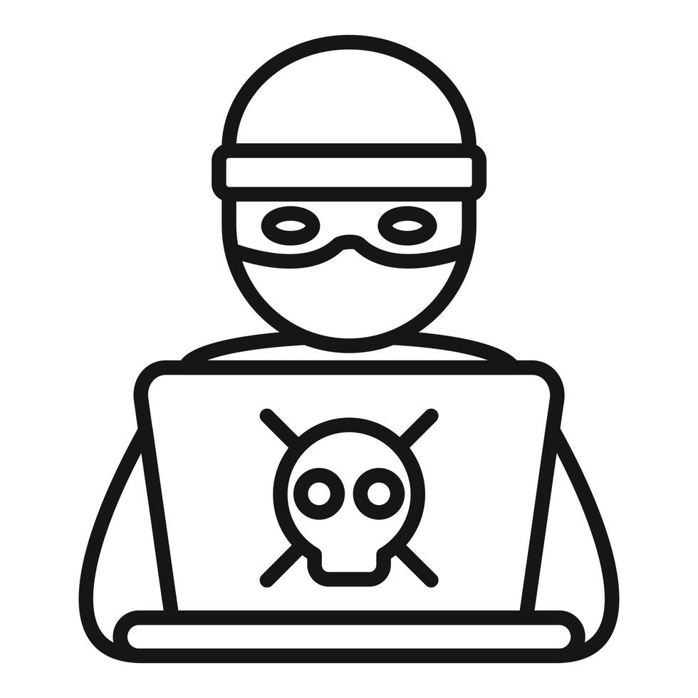 hacker trabalhando ícone esboço vetor. conectados relatório vetor