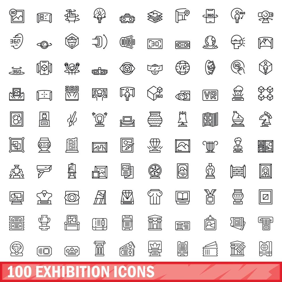 100 exibição ícones definir, esboço estilo vetor