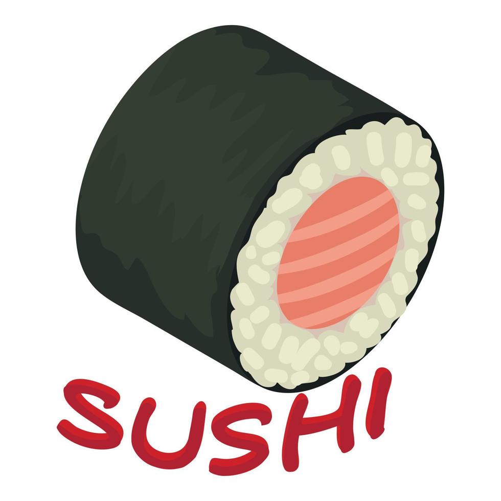 Sushi ícone isométrico vetor. tradicional japonês prato Sushi lista com salmão vetor