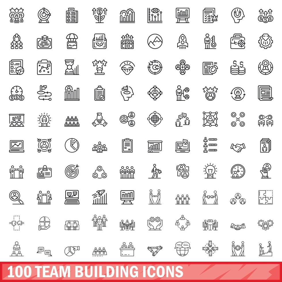 100 equipe construção ícones definir, esboço estilo vetor