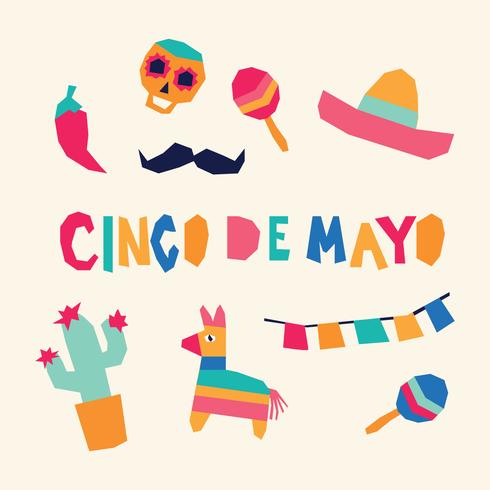 Super colorido Cinco De Mayo Icons vetor