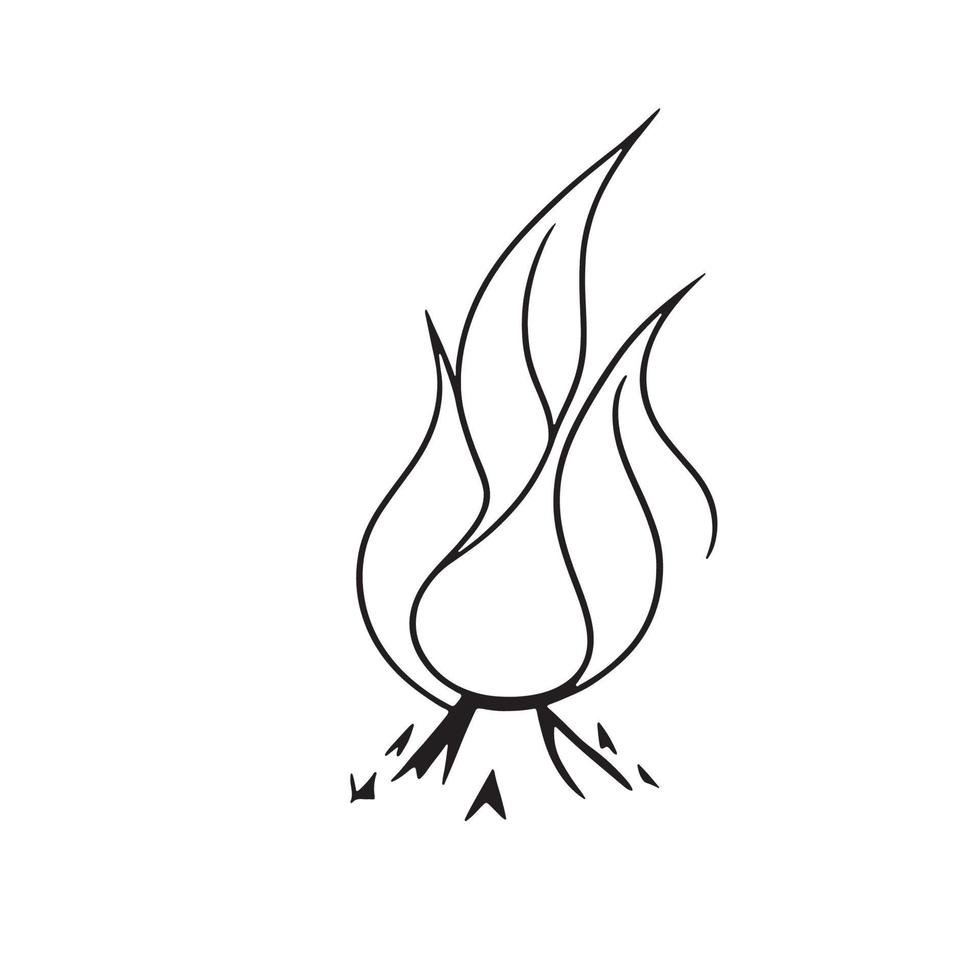 simples desenhado à mão fogueira esboço dentro plano Projeto vetor