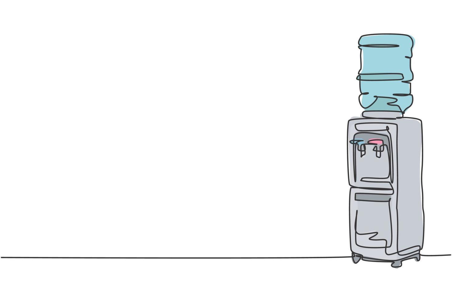 um desenho de linha contínua de dispensador de água elétrico com eletrodoméstico de galão de plástico. conceito de modelo de ferramentas domésticas de eletricidade. ilustração do gráfico vetorial moderna de desenho de linha única vetor