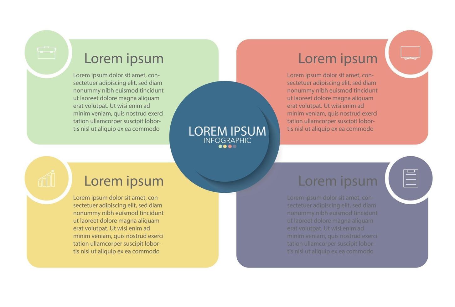 modelo de infográfico em quatro etapas, modelo para diagrama, gráfico, apresentação e gráfico. vetor