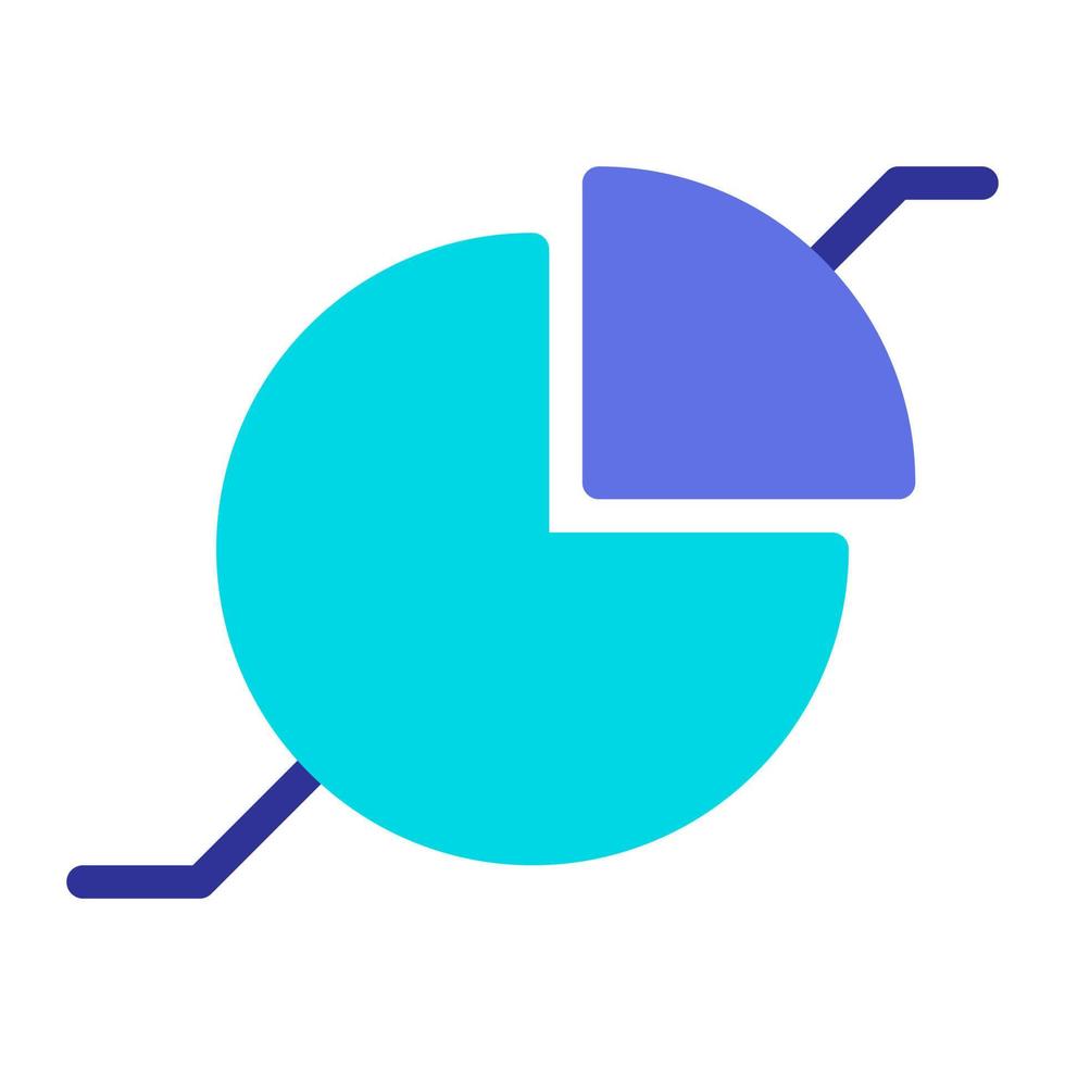 isolado torta gráfico dentro azul plano ícone em branco fundo. análise, rede análise, Estatisticas, pesquisar, negócios, marketing vetor
