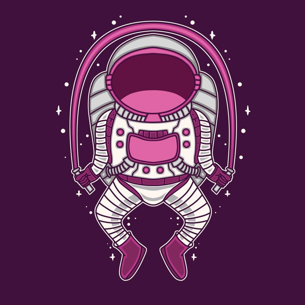 astronauta pulando com corda no espaço ilustração vetorial vetor