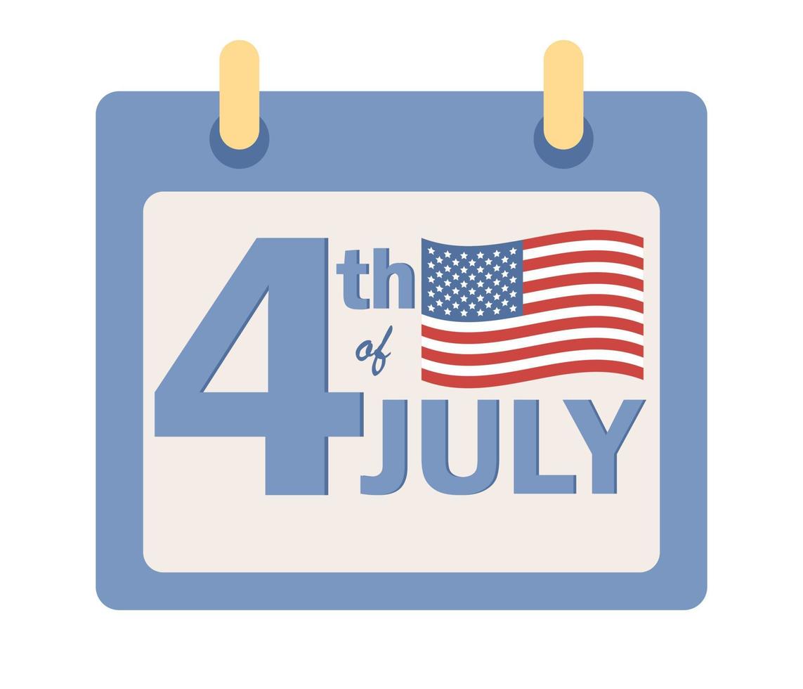 4º do Julho dentro calendário. americano independência dia. EUA bandeira. vetor plano ilustração