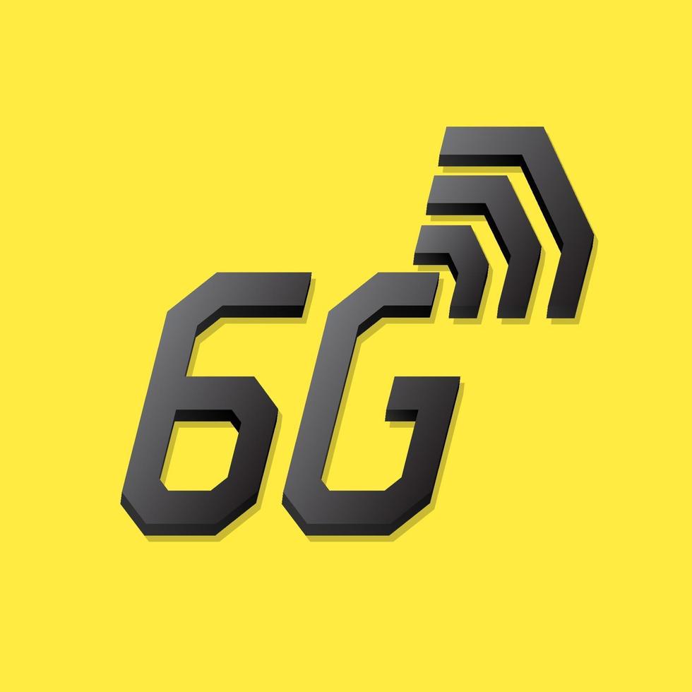 Logotipo 6g em fundo amarelo, símbolo 6g e ícone 6g, ícone de tecnologia de rede. vetor