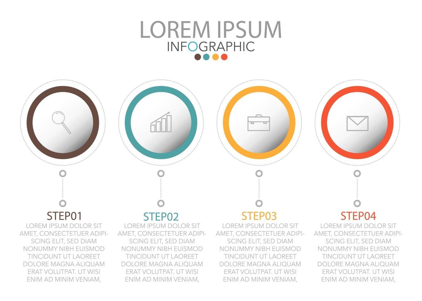 modelo de infográfico em quatro etapas, modelo para diagrama, gráfico, apresentação e gráfico. vetor