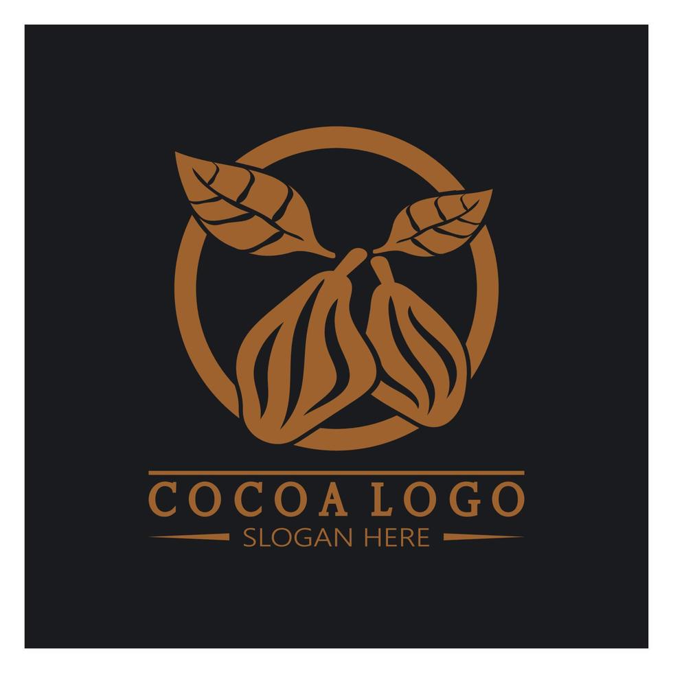 cacau logotipo, cacau feijão, cacau árvore, cacau galhos e folhas, chocolate misturar em branco plano de fundo, vintage, moderno, simples, minimalista ícone ilustração modelo Projeto vetor