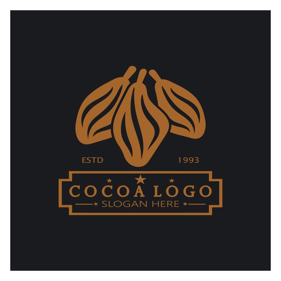 cacau logotipo, cacau feijão, cacau árvore, cacau galhos e folhas, chocolate misturar em branco plano de fundo, vintage, moderno, simples, minimalista ícone ilustração modelo Projeto vetor