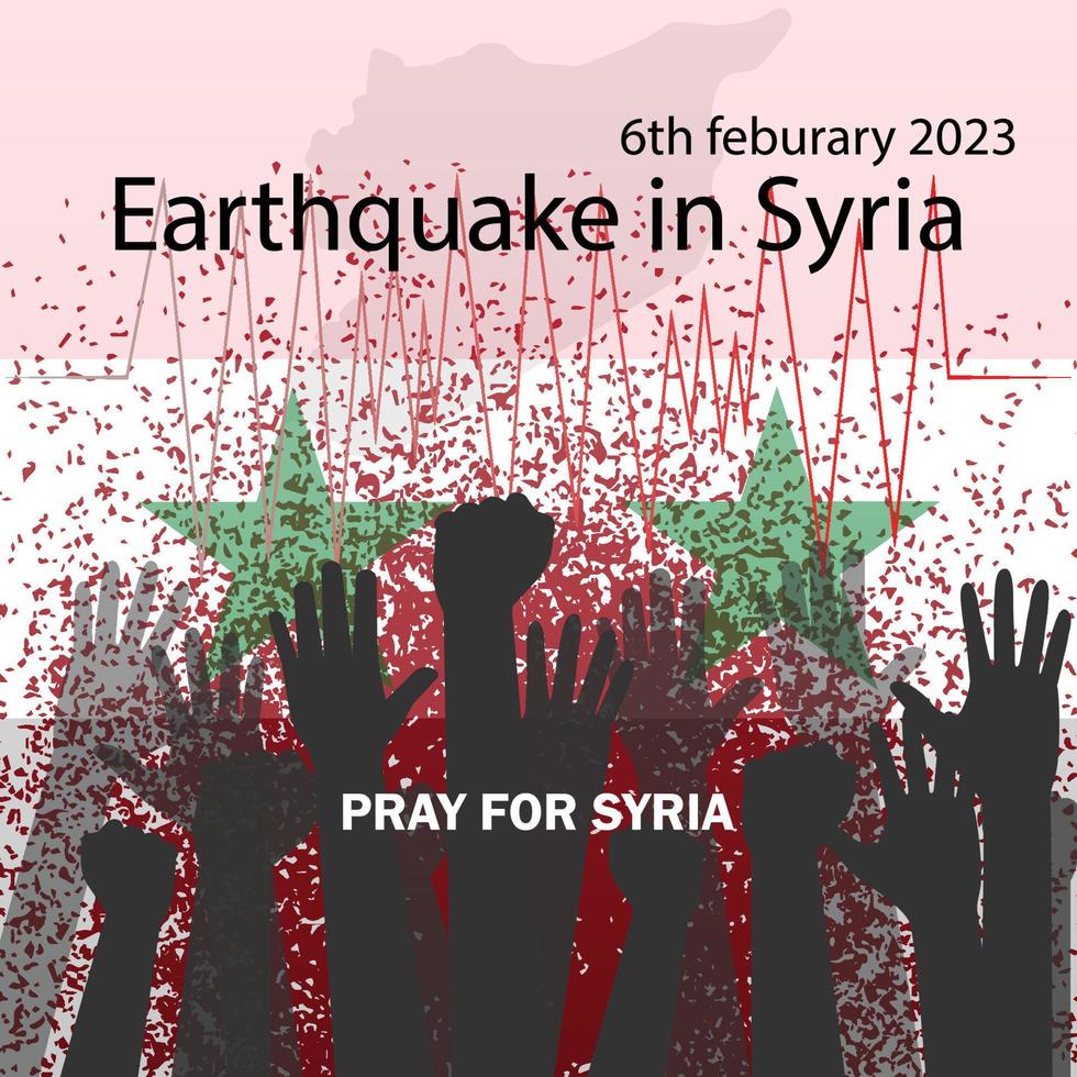 orar para Síria postar projeto, vetor ilustração bandeira, tremor de terra dentro Síria