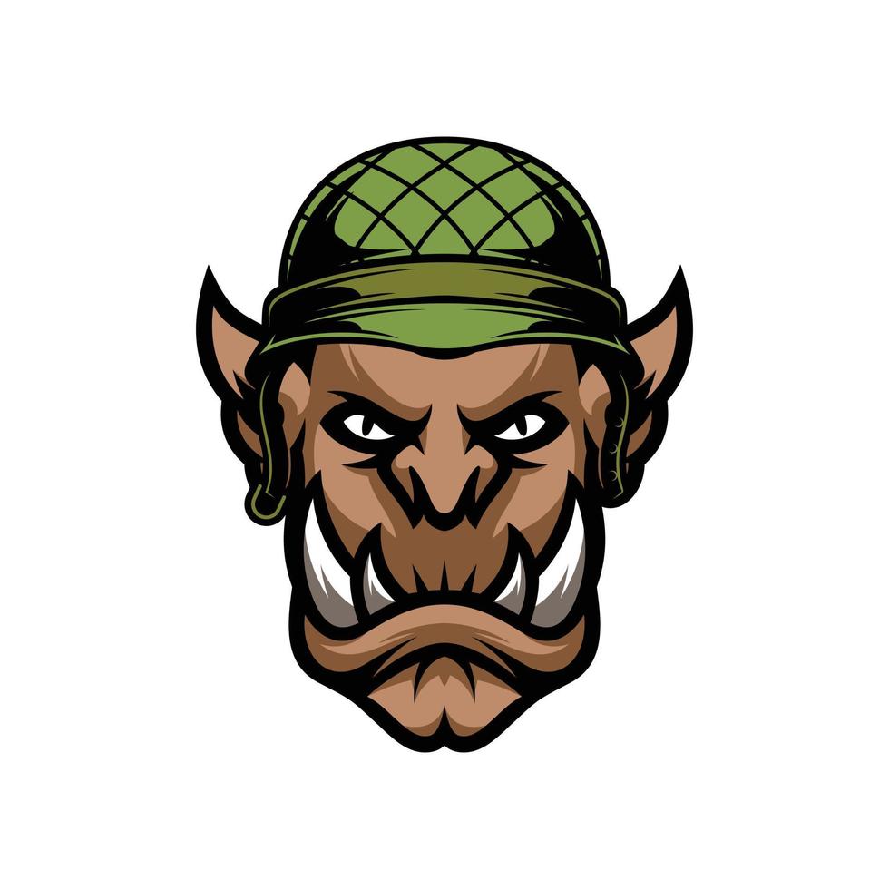 ogro soldado mascote logotipo Projeto vetor
