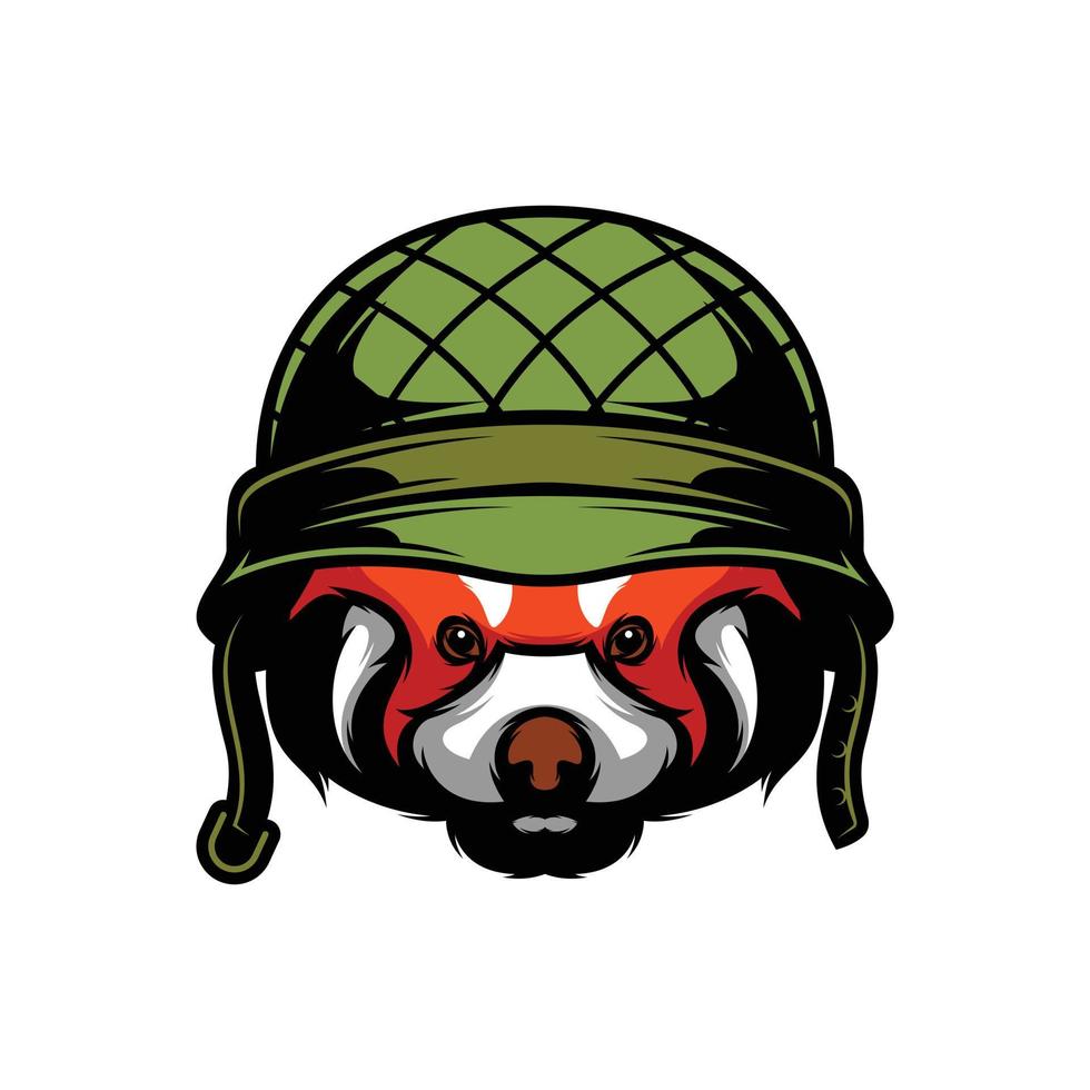 vermelho panda soldado mascote Projeto vetor