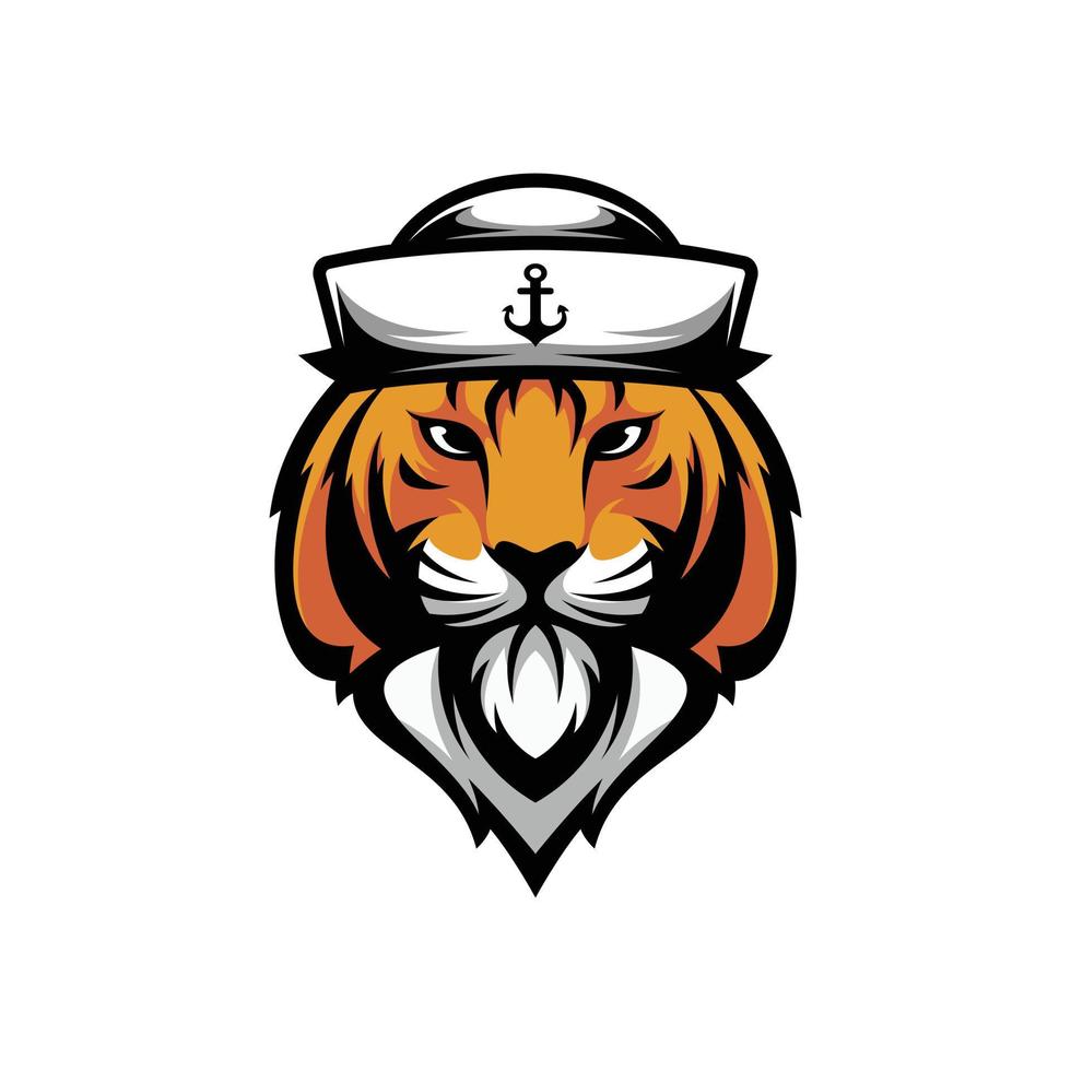 tigre marinheiro mascote logotipo Projeto vetor